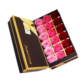 Sweet Love VALENTINE'S SOAP ROSES Gift Box (Red Shades, 18 SOAP ROSES BOX)