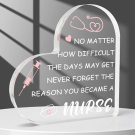 Nurse Gifts Nurse Appreciation Gifts Nurse Week Gifts Nurse Gifts for Women Acrylic Heart Sign Nurse Graduation Gift School Nurse Gifts Nurse Christmas Gifts Nurse Graduation Decorations Desk Decor