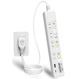 KIMOC Extension Cord, 3.3 ft (1 m), Power Tap with USB, Outlet Tap, USB Tap, USB-C 1 Port, USB-A, 1 Port, AC Power Supply, 4 Outlets, Power Tap, Table Tap, OA Tap, Octopus Plugs, Separate Switch, Wall Mounted, Tabletop, Lightning Guard, Outlets, 4 Outlets, Energy Saving, Individual Switch, PSE Certified