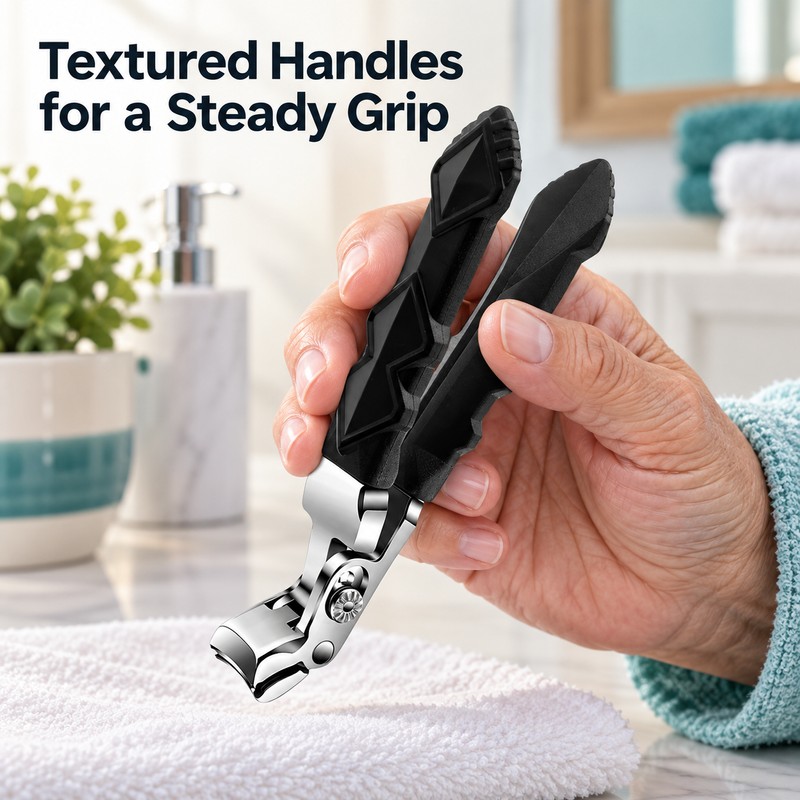 Professional Stainless Steel Angled Toenail Clippers with Wide Jaw, Concave