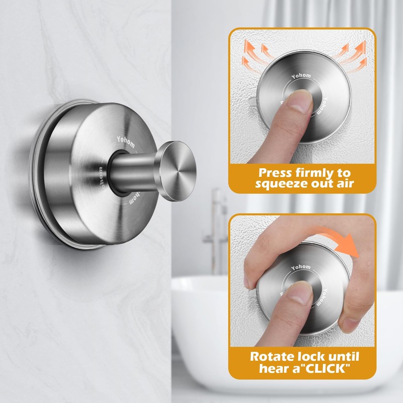 YOHOM Suction Cup Hooks for Shower Bathroom Cup Wall for