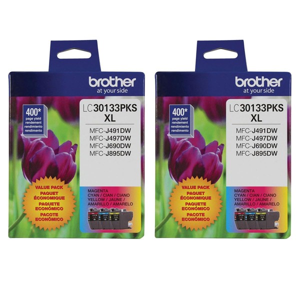 Brother 2 Pack LC3013 High Yield Color Ink Cartridge, Up