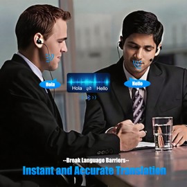 SeJean AI Real-Time Translation Earbuds, 100+ Language Translator Headphones for Travel & Business, iOS/Android Bluetooth Earbuds with Charging Case, Voice Translator Device