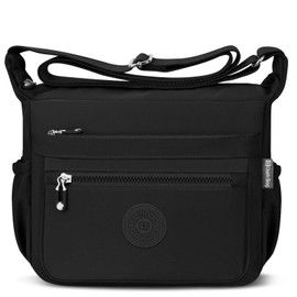 JUYANO Shoulder Bag Women's Medium Size Nylon Women's Shoulder Bag with Multiple Pockets Waterproof Lightweight Crossbody Bag Women's Adjustable Wide Leisure for Shopping Travel School