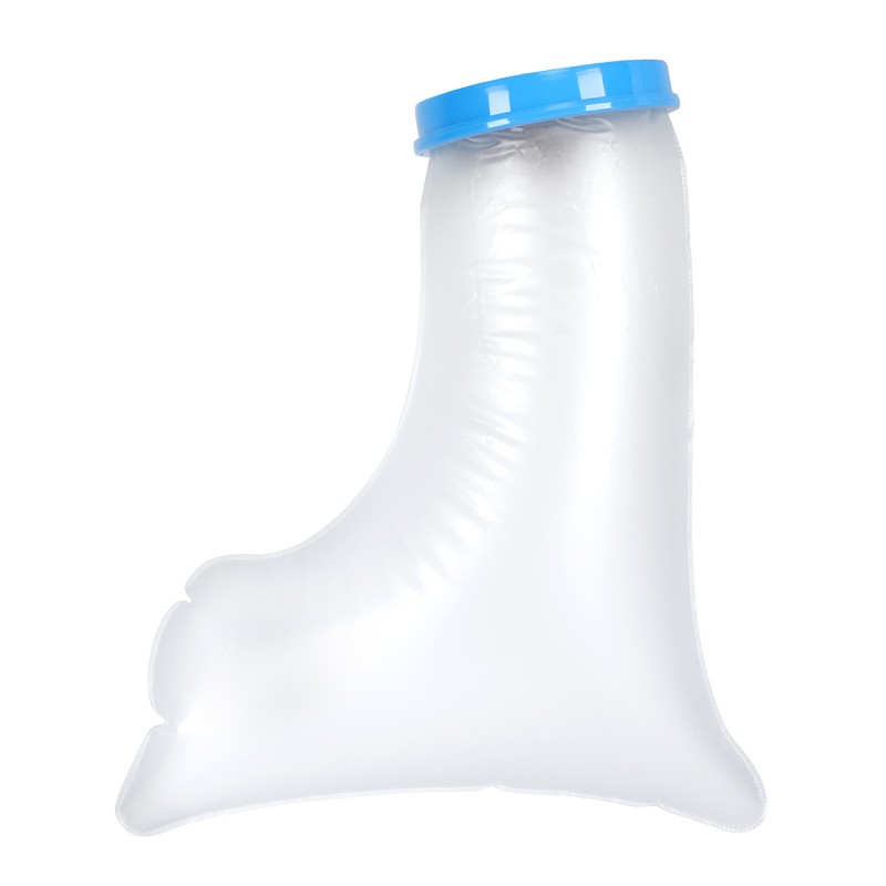 Children's legs with blue PP ring with bathing protective sleeve