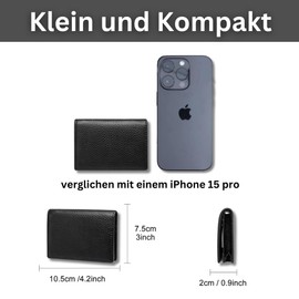 FOMAX Genuine Leather Card Case for 20 EC Cards and Banknotes, Women's and Men's Business Card Case, Compact Design, 100% Leather Wallet, black, Classic