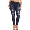 Women's Stretch Pull-On Jeans Skinny Ripped Distressed Denim Jeggings Regular-Plus