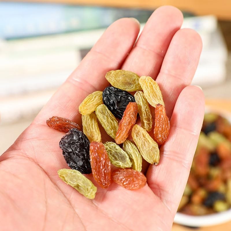 Golden Raisins, Big fruit green grapes seedless，Tri colored raisins16.7oz/500g，No Added