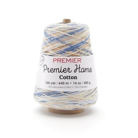 Premier Yarns Home Cotton Cone Yarn, Ideal Knitting and Crochet Supplies, Made of Recycled Cotton and Polyester, Rustic Blue, 700 yards
