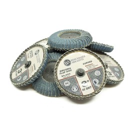 Benchmark Abrasives 3" Quick Change Zirconia Curved Fillet Weld Flap Disc Grinding Wheel with a Male R-Type Back Design for Cleaning Finishing Deburring of Irregular Surfaces (Pack of 10) - 80 Grit