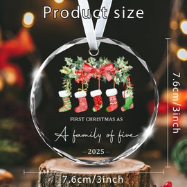 Christmas Ornaments 2025 Our First Christmas As A Family of Five Ornament Unique Crystal Baby 1st Xmas Ornaments New Parents Gifts for Couples Mom Dad Newborn Girls Boys Xmas Tree Decorations