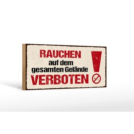 Femer Holzschild Hinweis 27x10 cm Rauchen auf dem gesamten Gelände verboten Schild