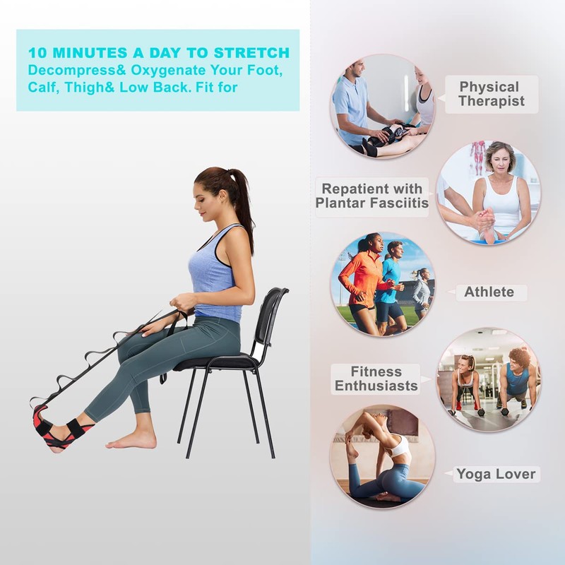 comness Foot and Calf Stretcher-Stretching Strap For Plantar Fasciitis, Heel