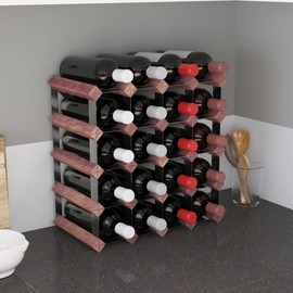 vidaXL Solid Pine Wood & Galvanized Steel Wine Rack, 20-Bottle Capacity, ic Design, Brown, Ideal for Kitchen, Living or Dining Room