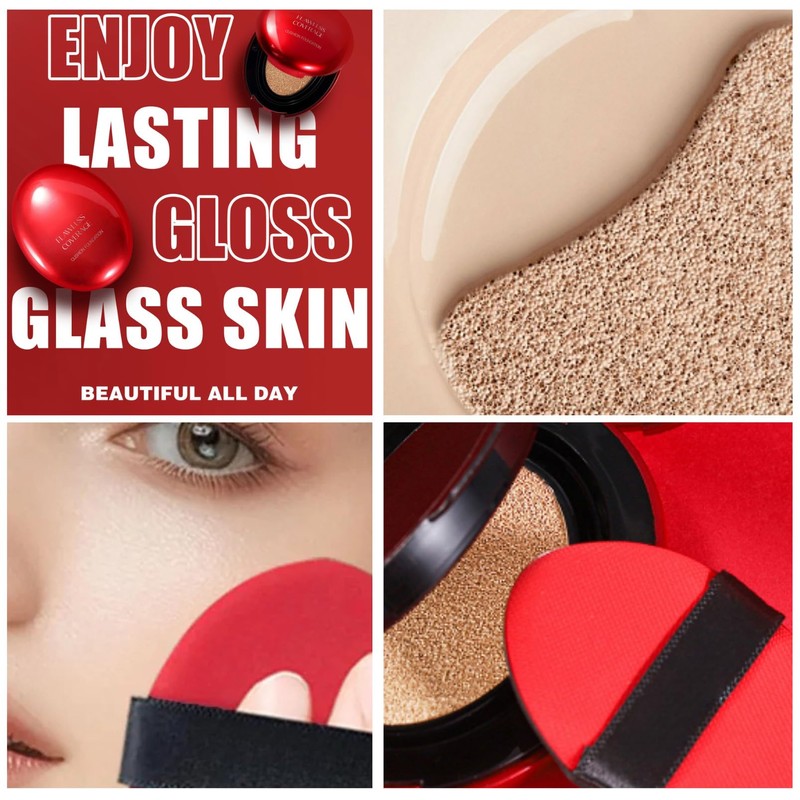 Cushion Foundation, Semi-Matte Natural Full Coverage Makeup Foundation 24 Hours