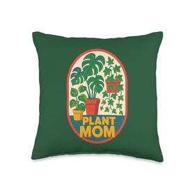 Plant Mom illustration Pothos Monstera Houseplants lovers Throw Pillow