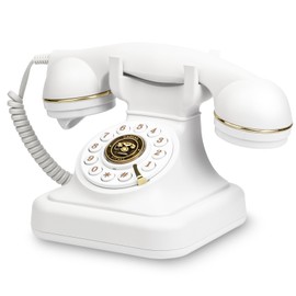 Sangyn Retro Landline Telephone Classic Rotary Design Old Fashioned Corded Desk Phone with Metal Bell for Home and Office