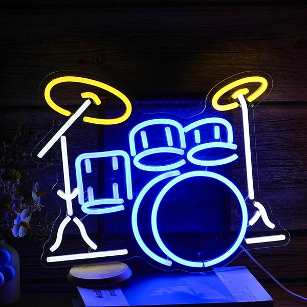 LISIGNVE Drum Kit Neon Sign Neon Light Sign,Led Neon Light