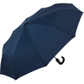 iX-brella Men's Pocket Umbrella Open-Close Automatic Round Hook Handle, Carbon look blue, Pocket umbrella XXL