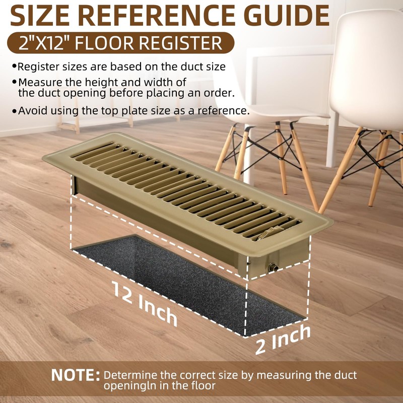 Flowild 6 Pack 2" x 12" Floor Register - Heavy