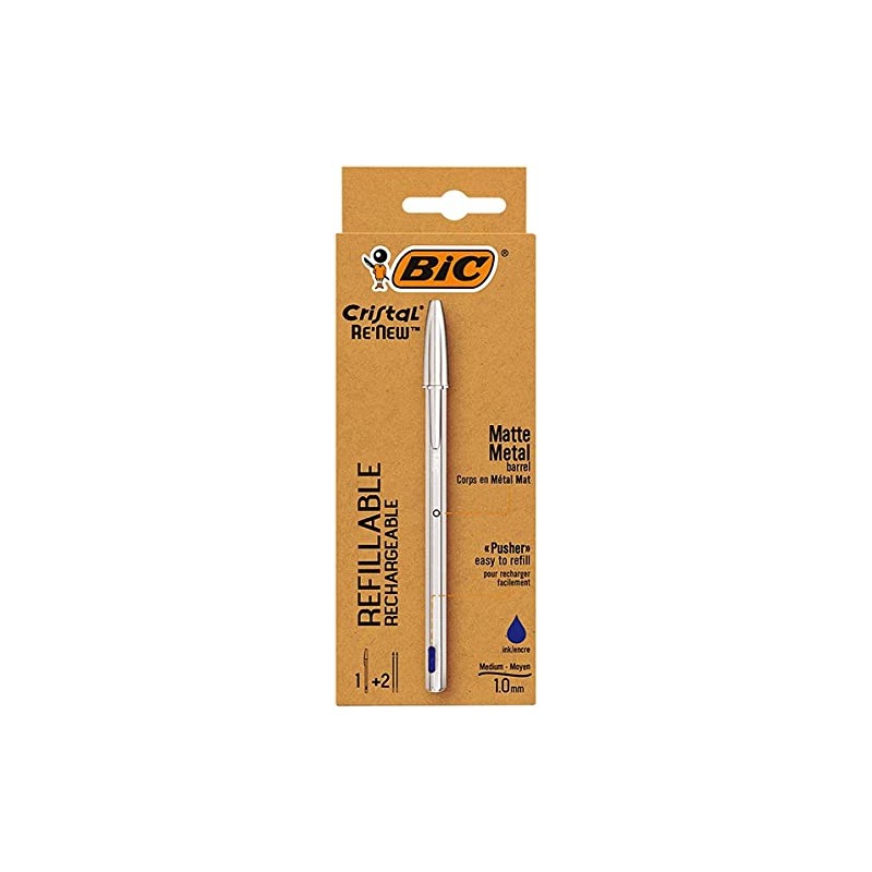 PACK BIC CRISTAL RE NEW - BLEU 1 STYLO-BILLE BIC
