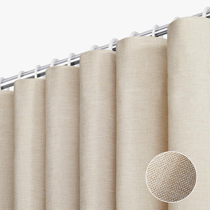 Yuanice Boho Beige Shower Curtain 72 in Waterproof Linen Polyester