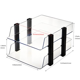 RHONZHAO Clear Stackable Paper Tray, 2-Tier Desk Organizer for Office