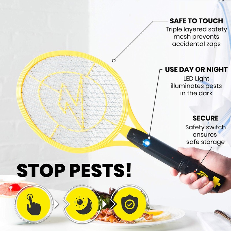ZAP iT! Electric Fly Swatter Racket & Mosquito Zapper with