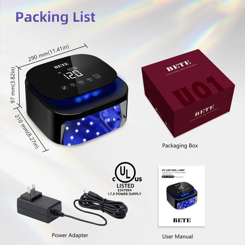BETE 60W Cordless UV LED Nail Lamp - Rechargeable Gel