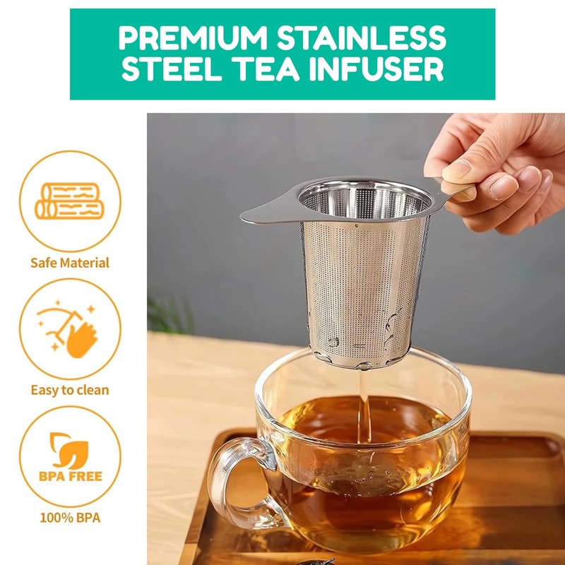 RIKONDA Universal Tea Infuser with Lid - Stainless Steel Loose