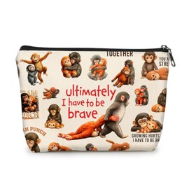 Punch The Monkey Makeup Bag for Women, Viral Macaque Cosmetic Pouch, Team Punch Merch Travel Organizer, Emotional Support Animal Lover Gifts for Best 
