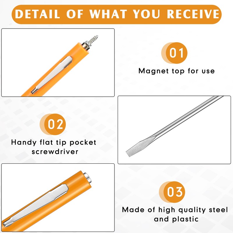 Minatee 30 Pcs Pocket Screwdriver Mini Tops and Pocket Clips