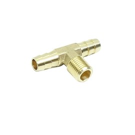 CDQBWKJGFJ 3 Pcs Brass 3/8 Barb to 1/4 Male NPT Reducer Barbed Fitting 3/8" x 3/8" x 1/4" Hose Barb T Fitting 3 Ways Air Hose Union Connector
