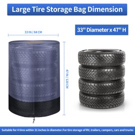 Large Tire Covers for Storage，Durable 420D Tire Storage Bag Waterproof Outdoor Indoor,Universal Tyre Dust Protective Cover with Waterproof Zipper,Air Vent (Grey & Black)