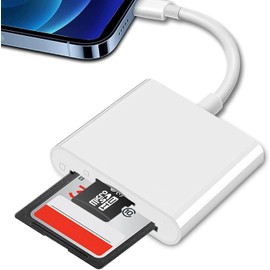 Kammoy Lector de Tarjetas de Memoria 2 en 1, Lector de Tarjetas SD para iPhone/iPad/Cámara Digital, con Ranuras para Tarjetas Micro SD y SD Compatible con SD/MicroSD/SDHC/SDXC/MMC (White)