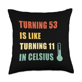 Turning 53 Is Like Turning 11 In Celsius Vintage Birthday Throw Pillow