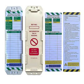 Access Platform Inspection Tags - 3 Holders and 6 Inserts - Ideal for Podiums, Tower, Platform, Steps - Mobile and Static. Suitable for indoor and outdoor use.