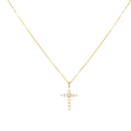TOWER QUEEN]14k Gold Plated Cubic Zirconia Trendy Layered, Necklace for Women Fashion Jewelry, Simple Gold Jewelry For Women Gift Diamond, Chain Necklace, Cross Faith pendant Necklaces