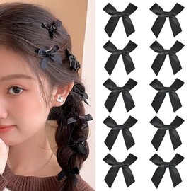 Side Hair Bow Clips for Women Satin Bowknot Hair Clips for Girls French Hair Barrettes for Thin Thick Hair Pins for Fine Hair Non Slip for Women Black Hair Ribbon Clips 15Pcs