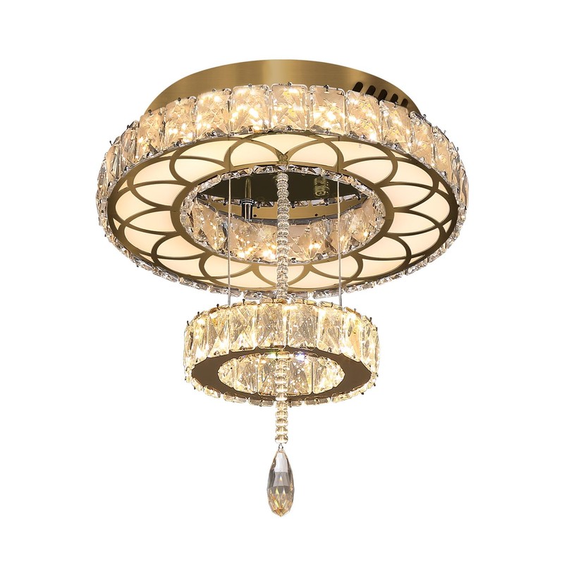 Flashing God Dia 12" Crystal Mini Chandelier Crystal Gold Ceiling