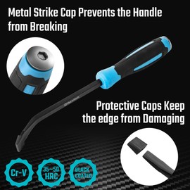 DURATECH 3-Piece Pry Bar Set, Including 8", 12" and 18", Hammer Strike Cap, Angled Tip for Prying and Moving Objects