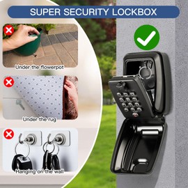 Tuocal Key Safe Wall Mounted, Waterproof Key Lock Box Resettable 12-Digit Combination Police Approved Top Security Key Storage Box with Weatherproof Cover for Outside Home Garage Office School