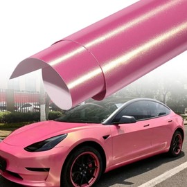 AuMoHall Bright Pink to Charming Diamond Gold Metallic Chameleon Vinyl Wrap Pearlescent Pink Color Change DIY Vehicle Vinyl Film, 59.84" x 29.52"