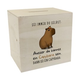 Sei Immer du selbst - ausser du Kannst EIN Capybara Sein Money Box Made of Wood, A Funny Piggy Bank for Capy Fans Money Box Made of Wood with Saying Funny Capybara Money Box for