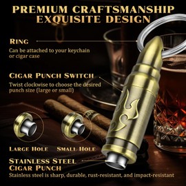 LIHTUN Portable Cigar Punch Cutter - Twist-Out Cigar Punch with 2 Sizes, Clockwise Switch Between Large and Small Punch Holes, Precision Cutting for Various Cigars, Christmas Day Gift (Bronze)