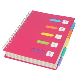 5 Subject Notebook College Ruled Spiral Notebook 7x10 Inch Hardcover Notebook with Divider Tabs 240 Pages Small Notebook for Work B5 Spiral Notebook College Ruled Notebook for Note Taking School,Red