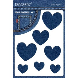 Heart Iron-On Denim Patch for Jeans Durable Repair and Decorative Patch for Denim Jackets Pants and Clothing Easy No-Sew Fabric Applique (Dark Blue)