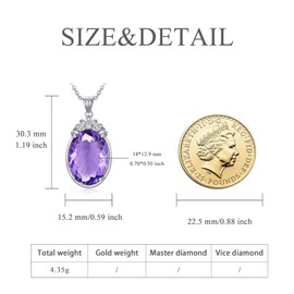 VONALA Amethyst Necklace Sterling Silver Amethyst Crystal Necklace Purple Necklace for Women Amethyst Jewelry Gifts for Mom Wife