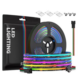 SEZO COB RGB LED Strip Lights WS2811 IC Addressable 16.4FT/5M DC24V 630LEDs/M IP30 Dream Color Chasing High Density FCOB RGB LED Tape for Indoor DIY Decoration (Not Included SPI Controller)