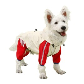 Dog Full Coverage Raincoat with Traction Holes,Lightweight Waterproof Windproof Dog Coat with Reflective Stripes,Pet Rainwear Poncho Jacket for Small Medium Dogs_XL(Red)
